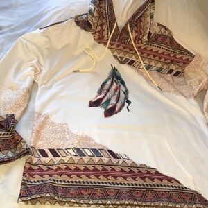 Tribal Feather Print Hoodie